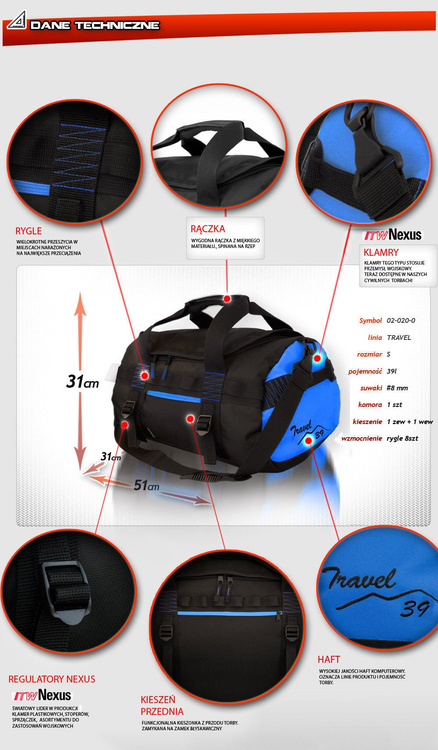 Torba podróżna sportowa roz. "s" Travel czerwona