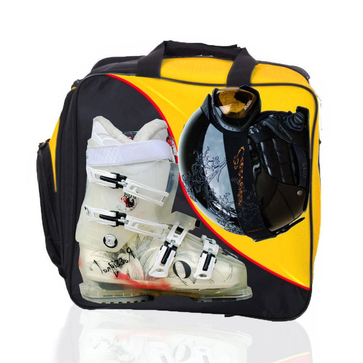Torba plecak narciarski na buty i kask Ski żółta